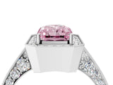 White gold Fancy Pink Radiant Cut Halo Diamond Engagement Ring with Split Shank Band and Four-Prong Setting_38