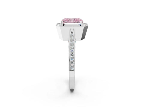 White gold Fancy Pink Radiant Cut Halo Diamond Engagement Ring with Split Shank Band and Four-Prong Setting_38