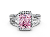 White gold Fancy Pink Radiant  Cut Halo Diamond Engagement Ring with Split Shank and Four-Prong Setting_20