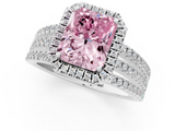White gold Fancy Pink Radiant  Cut Halo Diamond Engagement Ring with Split Shank and Four-Prong Setting_21