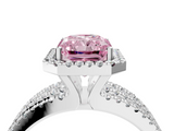 White gold Fancy Pink Radiant  Cut Halo Diamond Engagement Ring with Split Shank and Four-Prong Setting_24