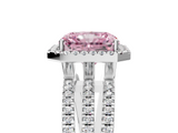 White gold Fancy Pink Radiant  Cut Halo Diamond Engagement Ring with Split Shank and Four-Prong Setting_25