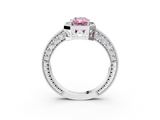 White gold Fancy Pink Radiant  Cut Halo Diamond Pave Band Ring with Four-Prong Setting_48
