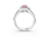 White gold Fancy Pink Radiant  Cut Halo Diamond Pave Band with Four-Prong Setting_40
