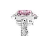 White gold Fancy Pink Radiant  Cut Halo Diamond Pave Band with Four-Prong Setting_41