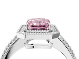 White gold Fancy Pink Radiant  Cut Halo Diamond Pave Band with Four-Prong Setting_41