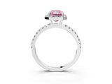 White gold Fancy Pink Radiant Cut Halo Diamond Pave Band with Prong Setting_3