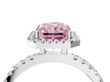 White gold Fancy Pink Radiant Cut Halo Diamond Pave Band with Prong Setting_4
