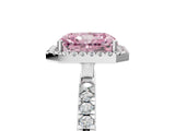 White gold Fancy Pink Radiant Cut Halo Diamond Pave Band with Prong Setting_5