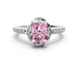 White gold Fancy Pink Radiant  Cut Halo Diamond Ring with Channel Set Band and Four-Prong Setting_32