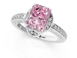 White gold Fancy Pink Radiant  Cut Halo Diamond Ring with Channel Set Band and Four-Prong Setting_33