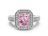 White gold Fancy Pink Radiant  Cut Halo Diamond Ring with Pavé Band and Four-Prong Setting_52