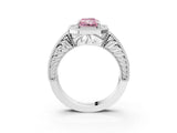 White gold Fancy Pink Radiant  Cut Halo Diamond Ring with Pavé Band and Four-Prong Setting_54