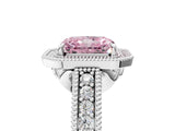 White gold Fancy Pink Radiant  Cut Halo Diamond Ring with Pavé Band and Four-Prong Setting_57