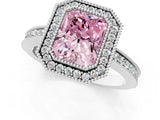 White gold Fancy Pink Radiant  Cut Halo Diamond Ring with Pavé Band and Milgrain Prong Setting_33