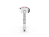 White gold Fancy Pink Radiant  Cut Halo Diamond Ring with Pavé Band and Milgrain Prong Setting_34