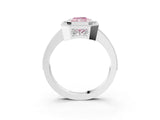 White gold Fancy Pink Radiant  Cut Halo Diamond Ring with Pavé Band and Milgrain Prong Setting_35