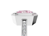 White gold Fancy Pink Radiant  Cut Halo Diamond Ring with Pavé Band and Milgrain Prong Setting_37