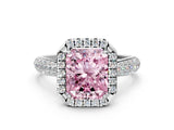 White gold Fancy Pink Radiant Cut Halo Diamond Ring with Pavé Band_24