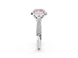 White gold Fancy Pink Radiant Cut Halo Diamond Ring with Pavé Band_26