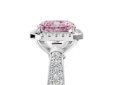 White gold Fancy Pink Radiant Cut Halo Diamond Ring with Pavé Band_29