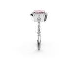 White gold Fancy Pink Radiant  Cut Halo Diamond Ring with Pave Band and Four-Prong Setting_26