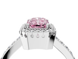 White gold Fancy Pink Radiant  Cut Halo Diamond Ring with Pave Band and Four-Prong Setting_28