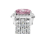 White gold Fancy Pink Radiant Cut Halo Diamond Ring with Round  Split Shank and Prong Setting_151