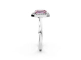 White gold Fancy Pink Radiant Cut Halo Diamond Ring with Solitaire Band and Prong Setting_2