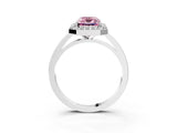 White gold Fancy Pink Radiant Cut Halo Diamond Ring with Solitaire Band and Prong Setting_3