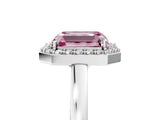 White gold Fancy Pink Radiant Cut Halo Diamond Ring with Solitaire Band and Prong Setting_5
