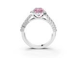 White gold Fancy Pink Radiant Cut Halo Pavé Diamond Engagement Ring with Split Shank and Four-Prong Setting_6
