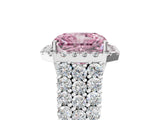 White gold Fancy Pink Radiant Cut Halo Pavé Diamond Engagement Ring with Split Shank and Four-Prong Setting_8