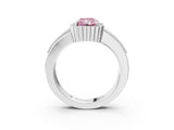 White gold Fancy Pink Radiant  Cut Halo Pave Band Four-Prong Ring_52