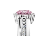 White gold Fancy Pink Radiant  Cut Halo Pave Band Four-Prong Ring_54
