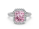 White gold Fancy Pink Radiant  Cut Halo Pave Band Four-Prong Setting Ring_20