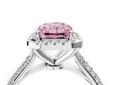 White gold Fancy Pink Radiant  Cut Halo Pave Band Four-Prong Setting Ring_24