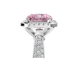 White gold Fancy Pink Radiant  Cut Halo Pave Band Four-Prong Setting Ring_24