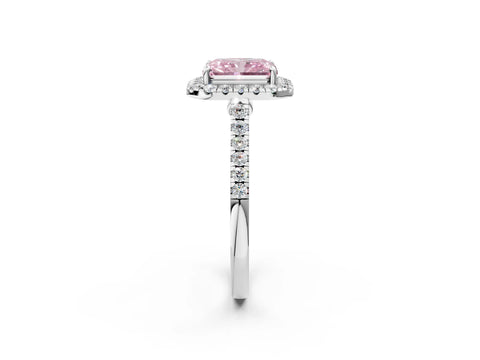 White gold Fancy Pink Radiant Cut Halo Pave Diamond Engagement Ring with Four-Prong Setting_2