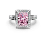 White gold Fancy Pink Radiant  Cut Halo Pave Split Shank Prong Setting Ring_32