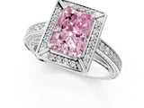 White gold Fancy Pink Radiant  Cut Halo Pave Split Shank Prong Setting Ring_33