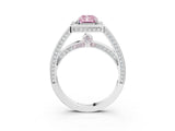 White gold Fancy Pink Radiant  Cut Halo Pave Split Shank Prong Setting Ring_35