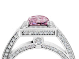 White gold Fancy Pink Radiant  Cut Halo Pave Split Shank Prong Setting Ring_36