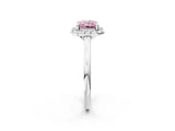 White gold Fancy Pink Radiant Cut Halo Round Diamond Solitaire Engagement Ring with Pave Band and Four-Prong Setting_26