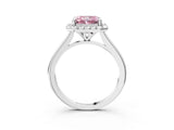 White gold Fancy Pink Radiant Cut Halo Round Diamond Solitaire Engagement Ring with Pave Band and Four-Prong Setting_27