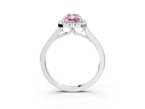 White gold Fancy Pink Radiant Cut Halo Round Diamond Solitaire Ring with Pavé Band and Four-Prong Setting_3