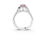 White gold Fancy Pink Radiant Cut Halo Round Diamond Twist Band with Four-Prong Setting_27