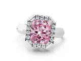 White gold Fancy Pink Radiant  Cut Halo Solitaire Engagement Ring with Square Band and Four-Prong Setting_220