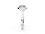 White gold Fancy Pink Radiant  Cut Halo Solitaire Engagement Ring with Square Band and Four-Prong Setting_223