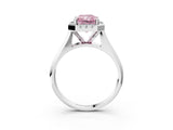 White gold Fancy Pink Radiant  Cut Halo Solitaire Engagement Ring with Square Band and Four-Prong Setting_224